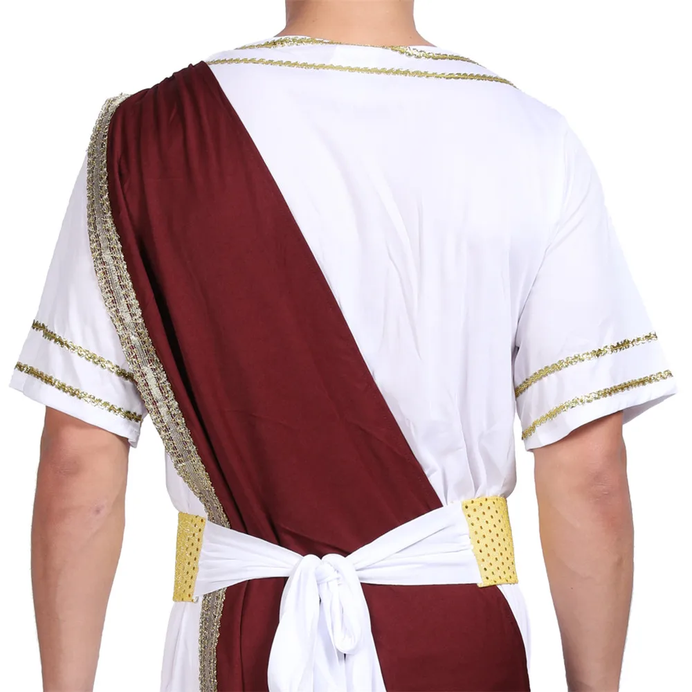 Deluxe Adult Ancient Greek Roman Toga Halloween Men's Caesar Cosplay Costume Carnival Easter Purim Fancy Dress