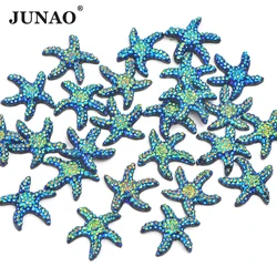 JUNAO 30Pcs 12mm Black AB Starfish Rhinestone Applique Flat Back Resin Stones No Hotfix Crystal Strass for Decoration