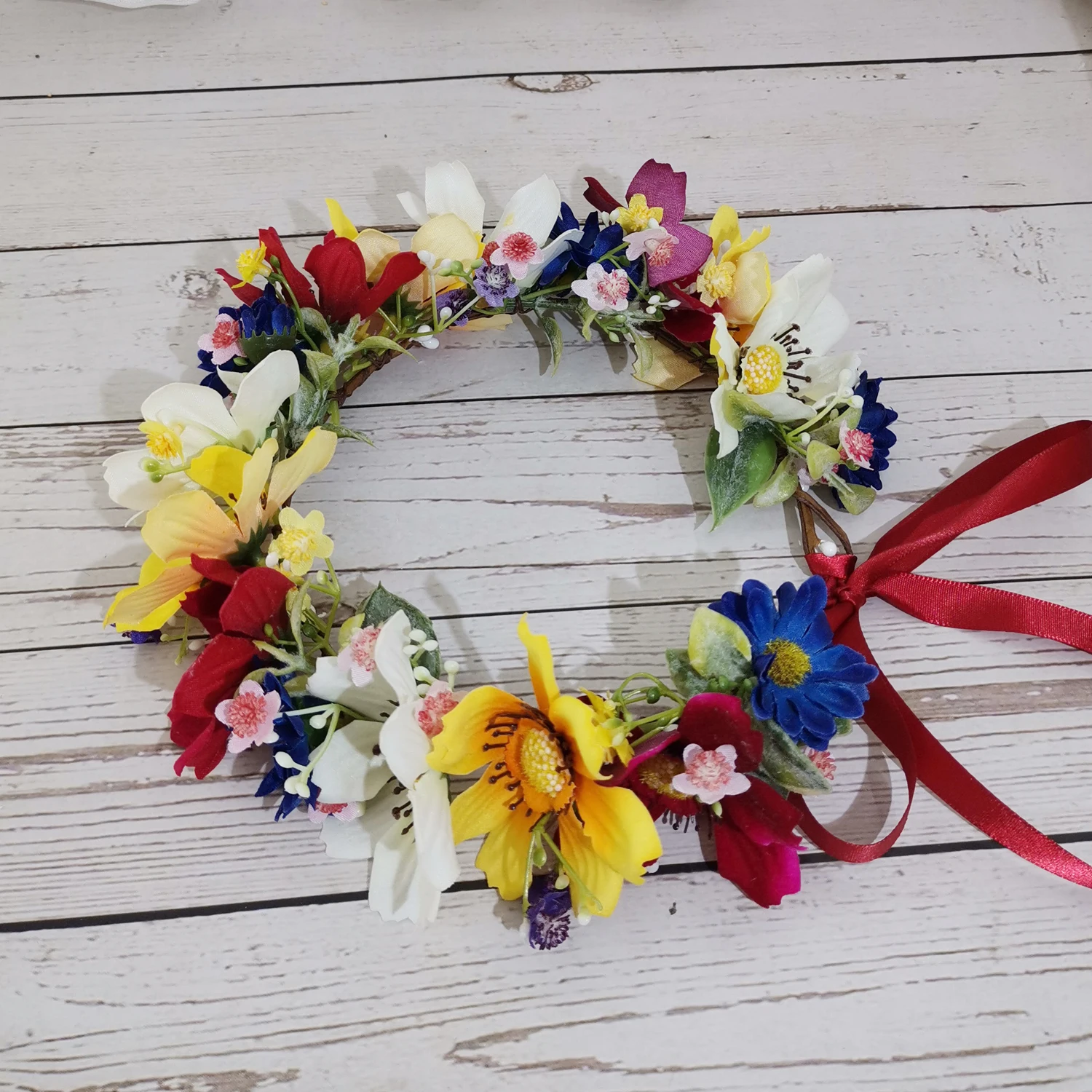 Corona de flores de Gerbera para niña, diadema de boda, accesorios para el cabello, tocado, guirnalda Floral, tocado nupcial, 6 uds.