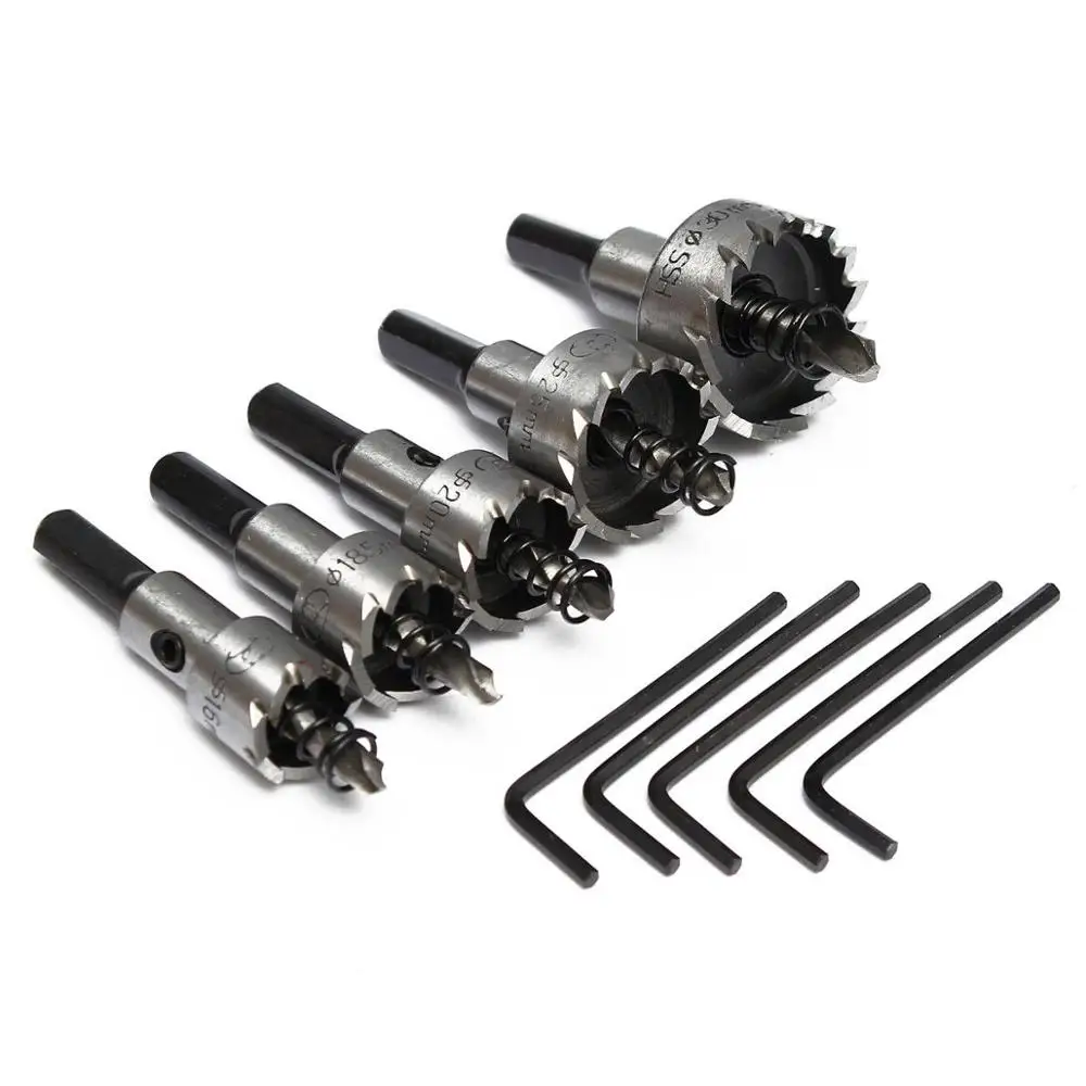 Titanium Coated 5PCs 16-30mm HSS Drill Bit Hole Saw Stainless Steel Metal Alloy