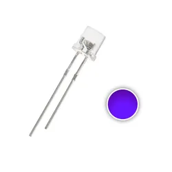 100PCS 5MM Flat Top UV Purple LED Ultra Bright Wide Angle Ultraviolet 395nm - 400nm Lamp Light Beads