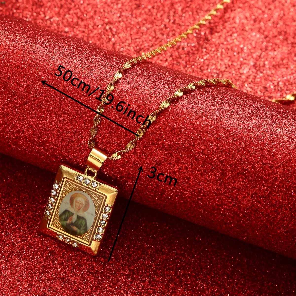 Saint Matrona the Blind of Moscow Necklaces St. Innocent Orthodox Church & Orthodox Pope Cross Pendant Jewelry Russia