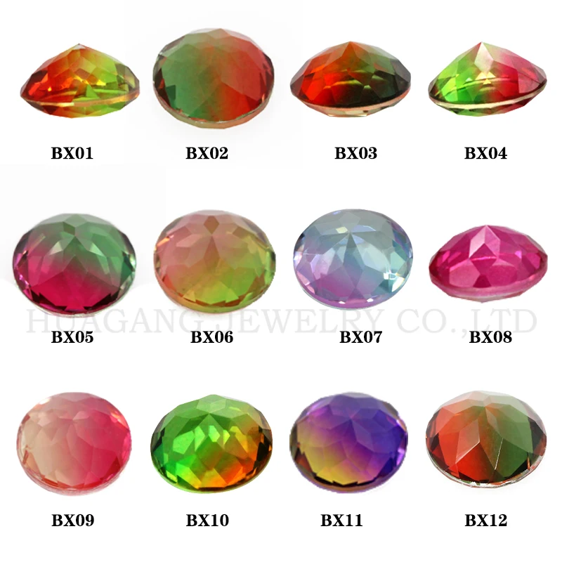 Round Shape Watermelon Tourmaline Stone Synthetic Glass Loose Beads Size 4mm~14mm For Jewelry Making