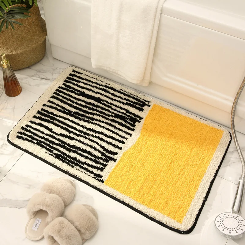 New Simple Absorbent Bathroom Mat Luxury Striped Door Non-Slip Carpet Entrance Rugs Foot Pad Toilet Bathtub Sides Rug 50x80 CM