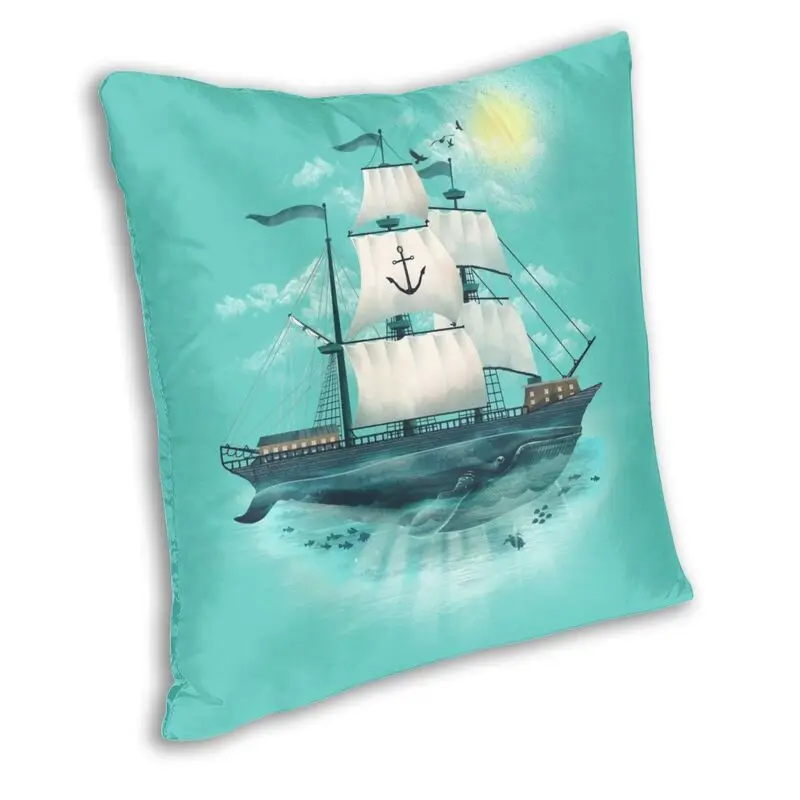 The Whaleship Cushion Covers Sofa Living Room Nautical Ocean Ship Sailing Sailor Square Pillow Cover 45x45