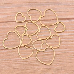 10pcs 3 Size Heart Charm Gold Color Stainless Steel Pendant Open Bezels Hollow Pressed Resin Frame Mold Bezel DIY Jewelry Making