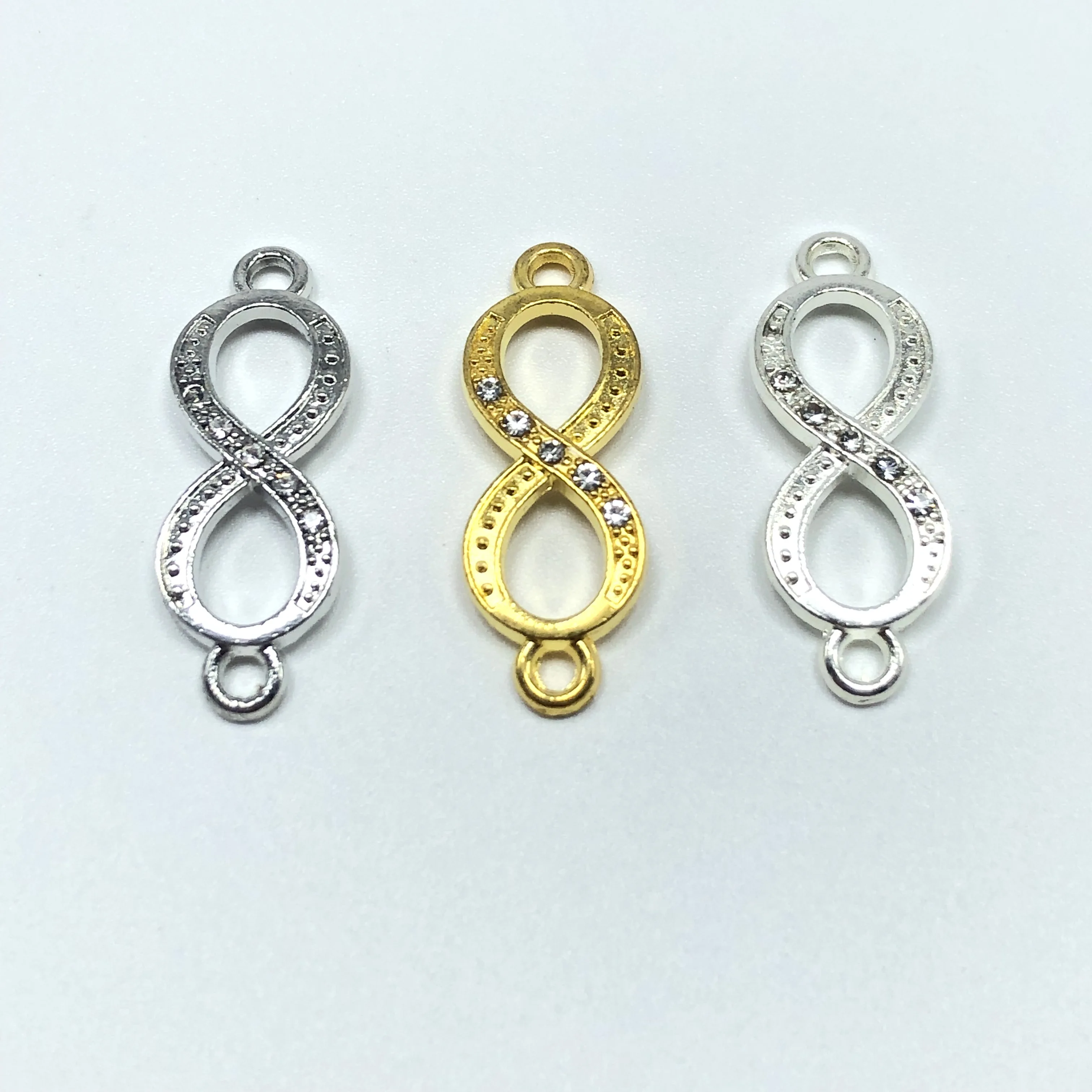 15pcs Infinite logo jewelry connector auspicious number 8 DIY handmade bracelet necklace for men and women 3 colors