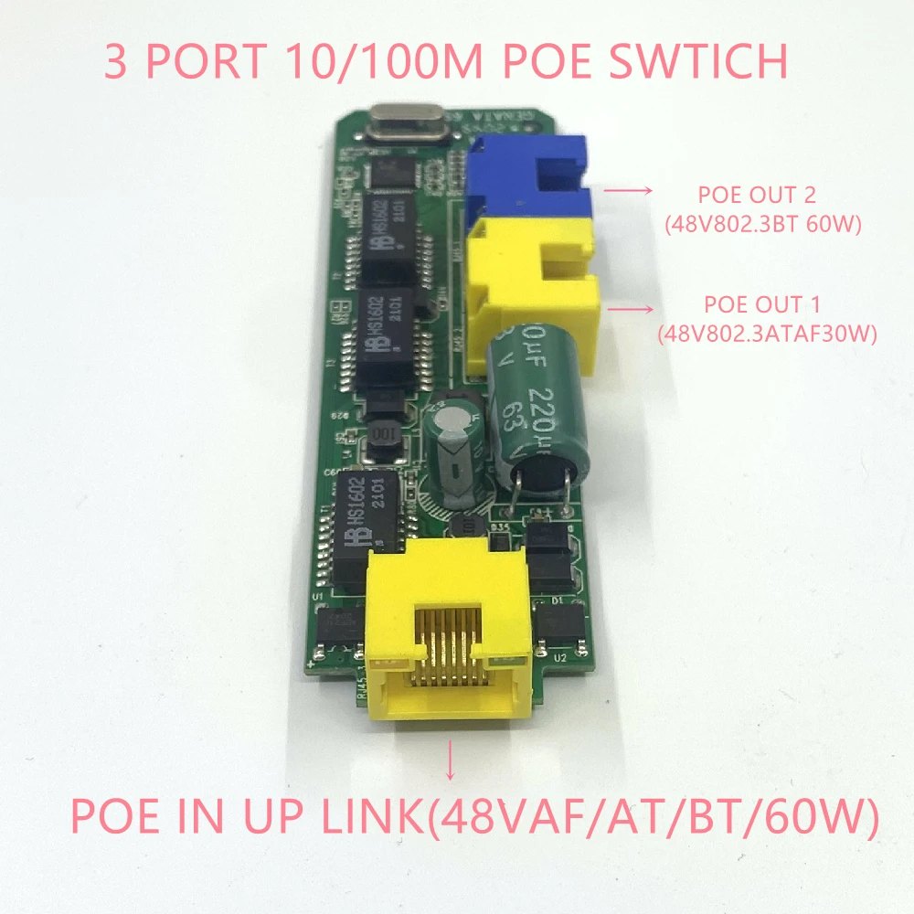 Công Suất Ngược POE Switch POE Trong 48V 60W POE OUT48V15W/30W/60W 100Mbps năm 802.3AF/Tại/BT 12 + 36-/45 + 78- Lange Afstand Serie Kracht Poe