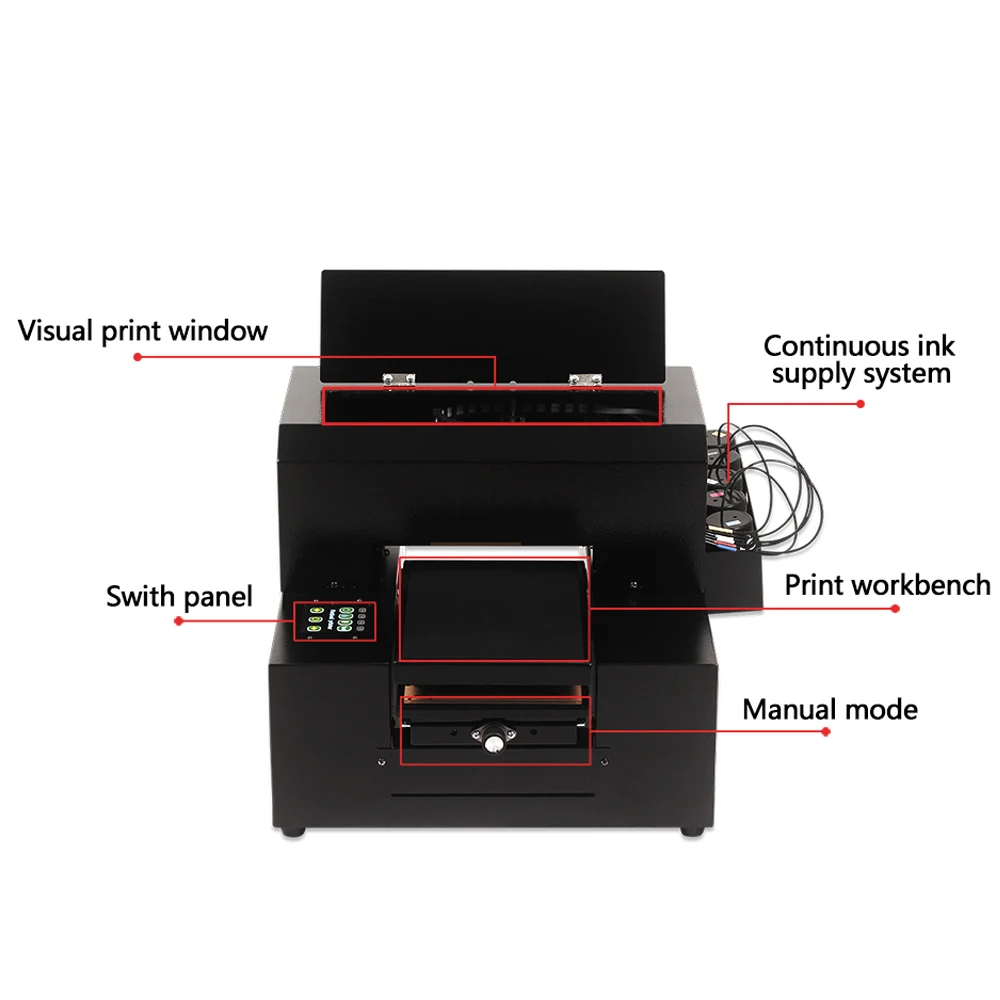 Cetak Stiker A4 Portabel Printer Inkjet UV Kartrid Tinta Terpisah untuk Papan Kayu/Tas Hadiah/Kipas/Tas Pengemasan Pencetakan