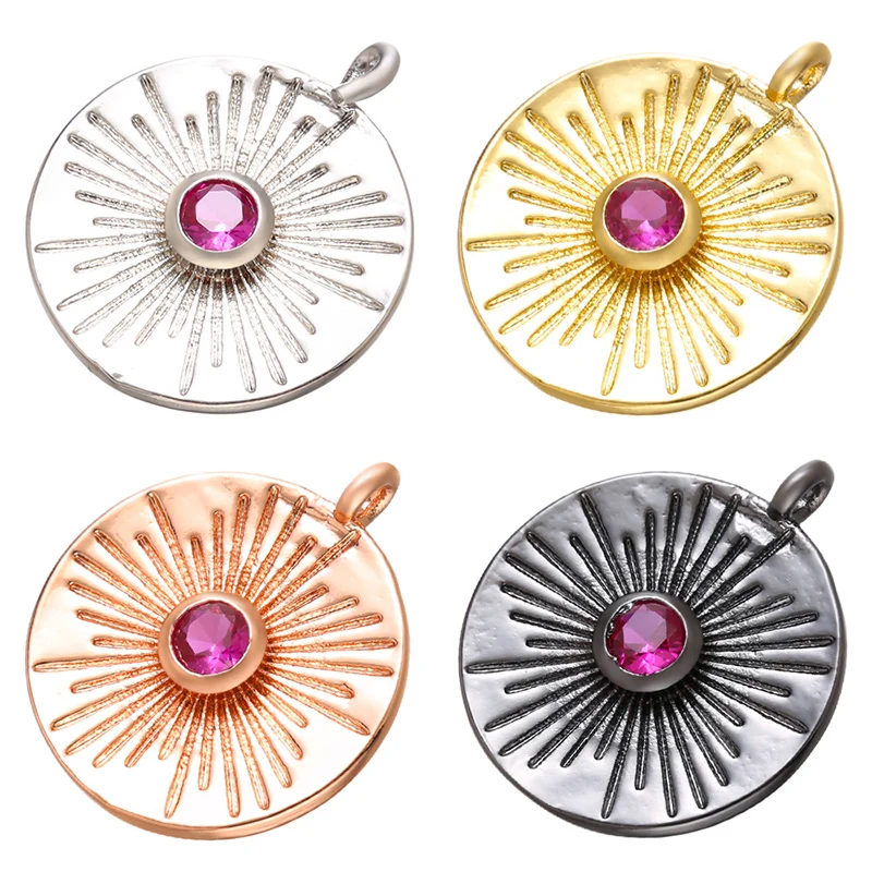 ZHUKOU 14x17mm brass round necklace pendant for women DIY handmade necklace earrings jewelry accessories making model: VD669