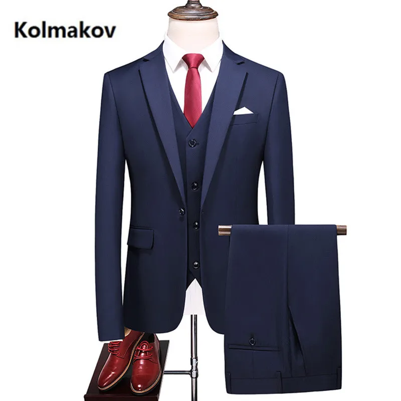 

(Jacket + Vest + pants)2020 new arrival Single button suits men,high quality Slim fit men's Wedding Suit men size M-6XL