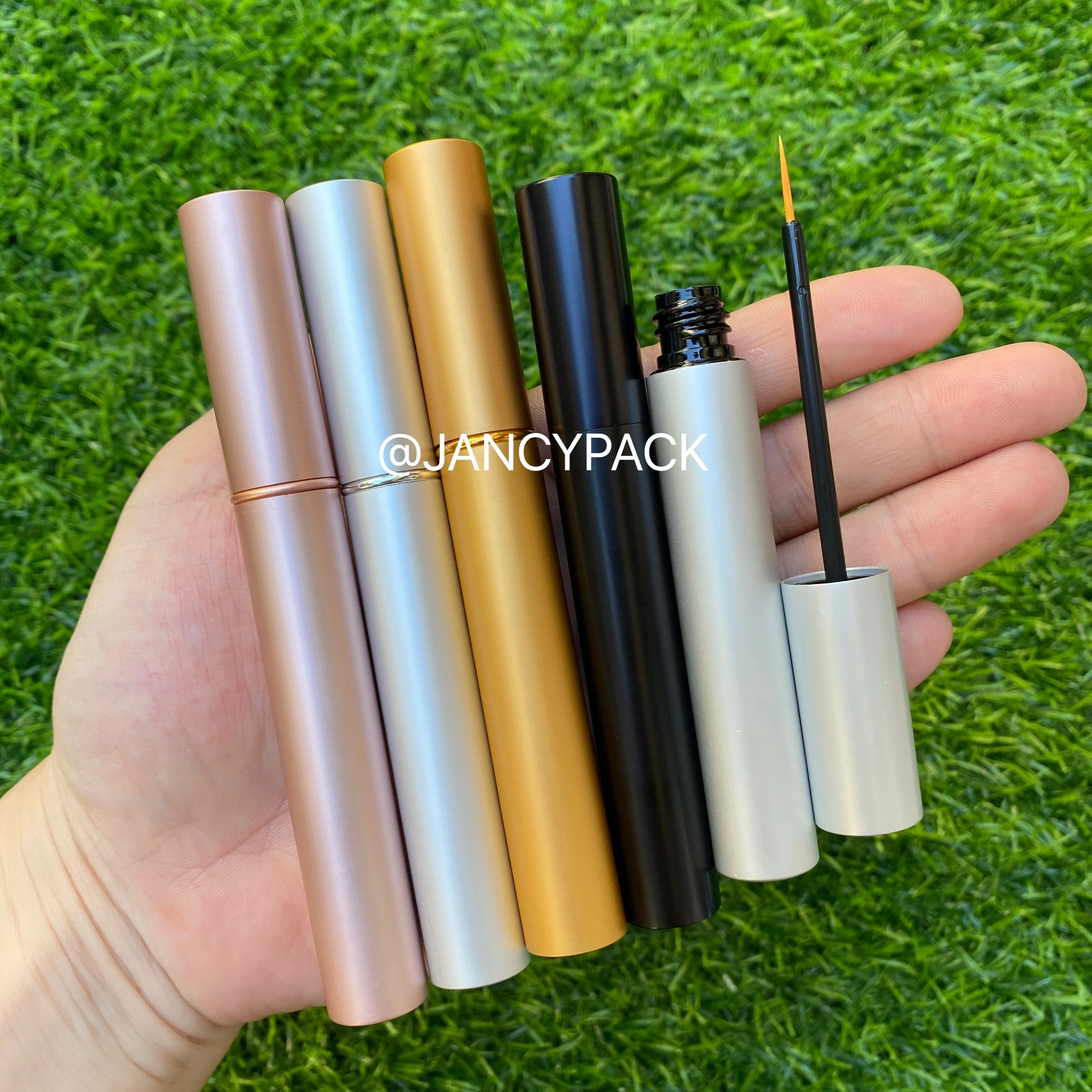 5ML 4MLAluminum Eyeliner tubes Matte Gold Sliver Rose Gold Round Eyeliner Bottle Eyelash Extension Glue Refillable Cosmetics