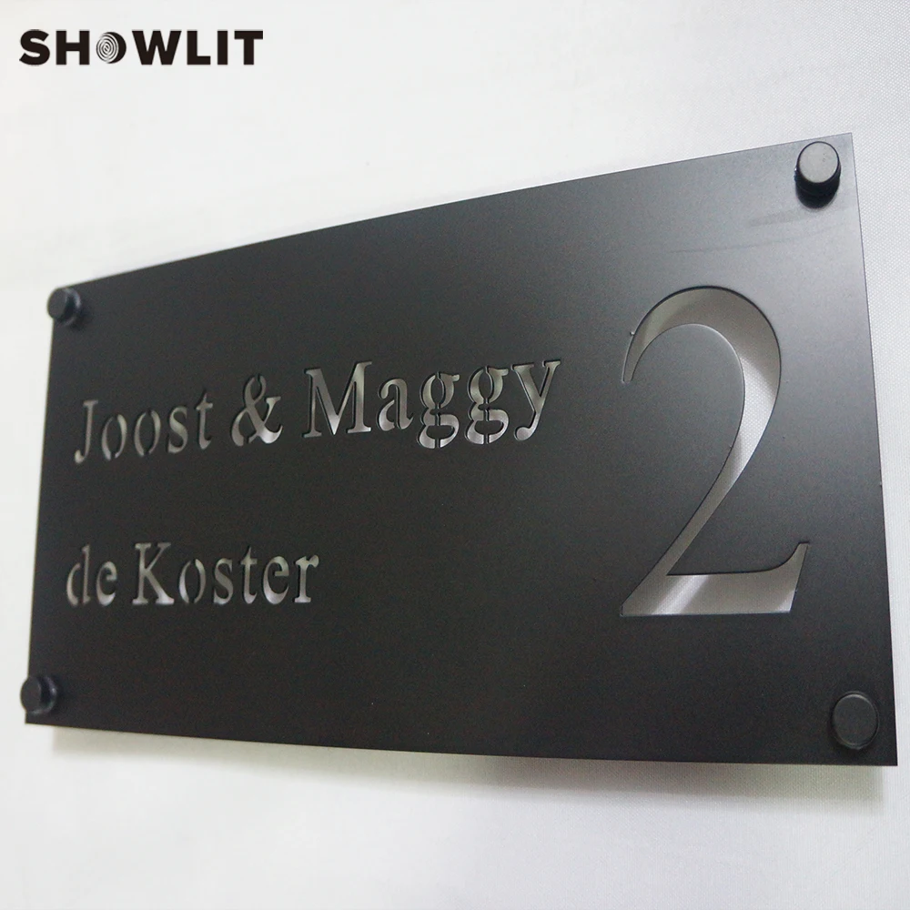 Screw Mounting Black House Number Plate Stainless Steel Metal Door Plate