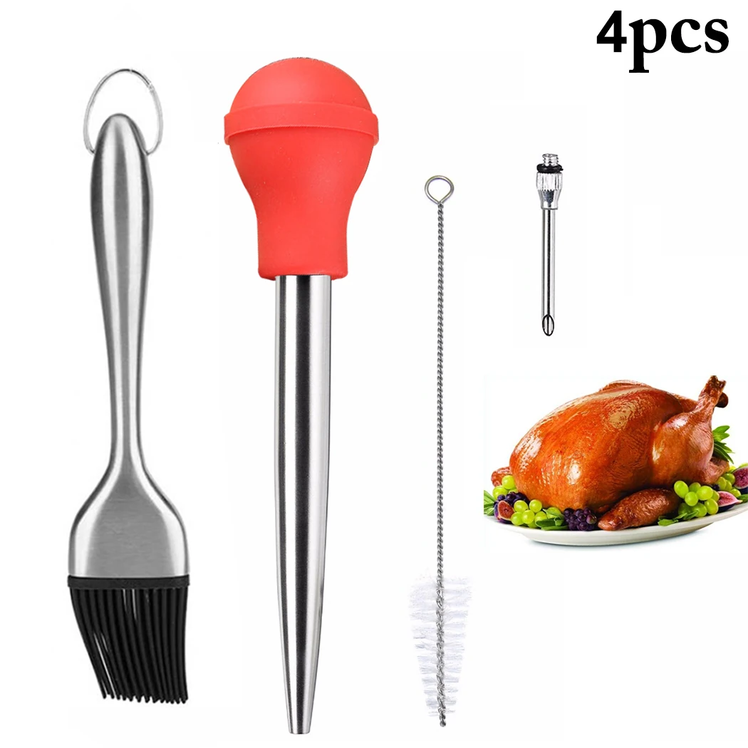 

BBQ Tools Set Injector Basting Brush Barbecue Grilling Accessories Utensil for Outdoor Camping Cooking Tools Kit BBQ Utensils