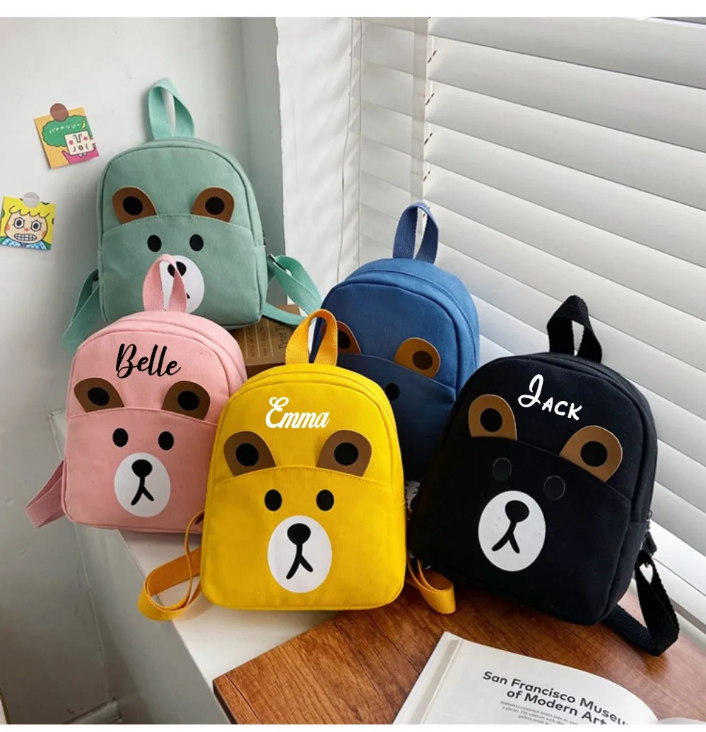 Mochila personalizada para niños, bolso de guardería escolar con nombre personalizado, mochila de peluche para niños pequeños