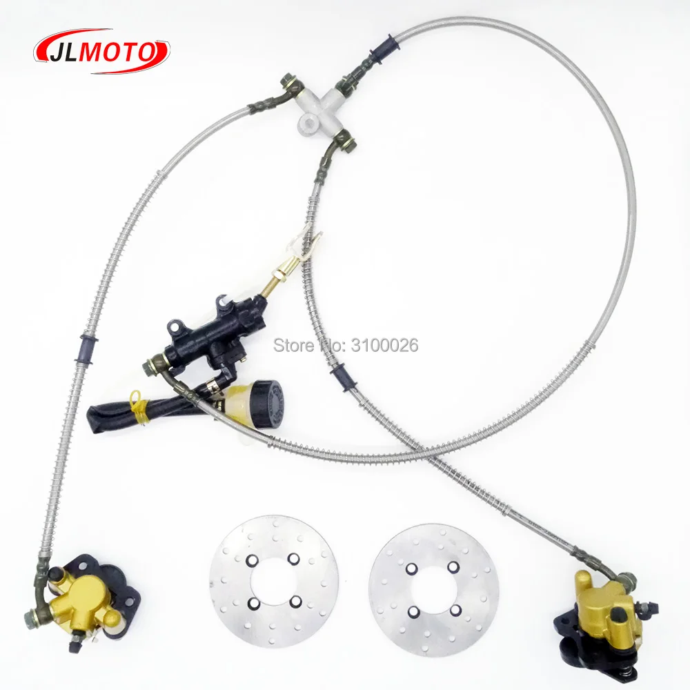 1 Zestaw 2 w 1 Hydrauliczny Hamulec Tarczowy z Dźwignią Nożną 108mm/110mm Pasuje do ATV 50cc 110cc 49cc Motocykla Gokarta Buggy UTV Skuter Części