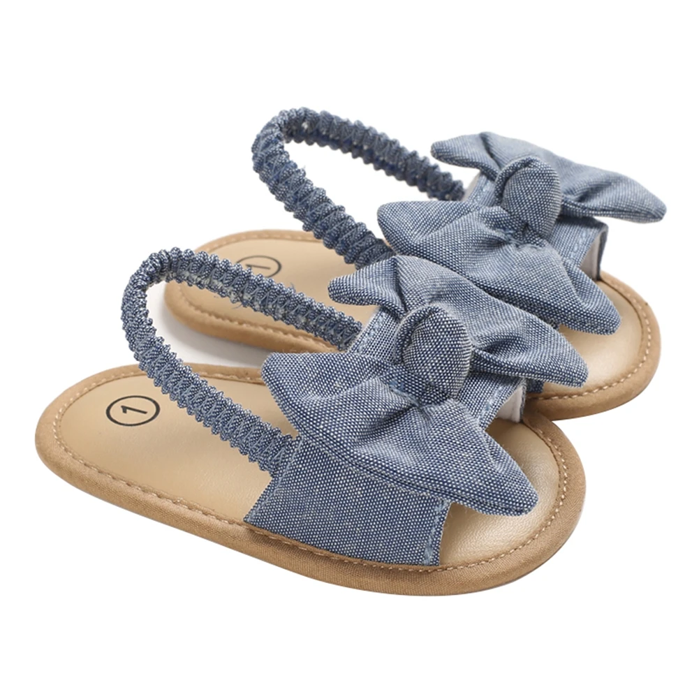 Sandalias de verano para niñas recién nacidas, zapatos informales de suela suave con lazo, zapatos de princesa para niños pequeños de 0 a 18M