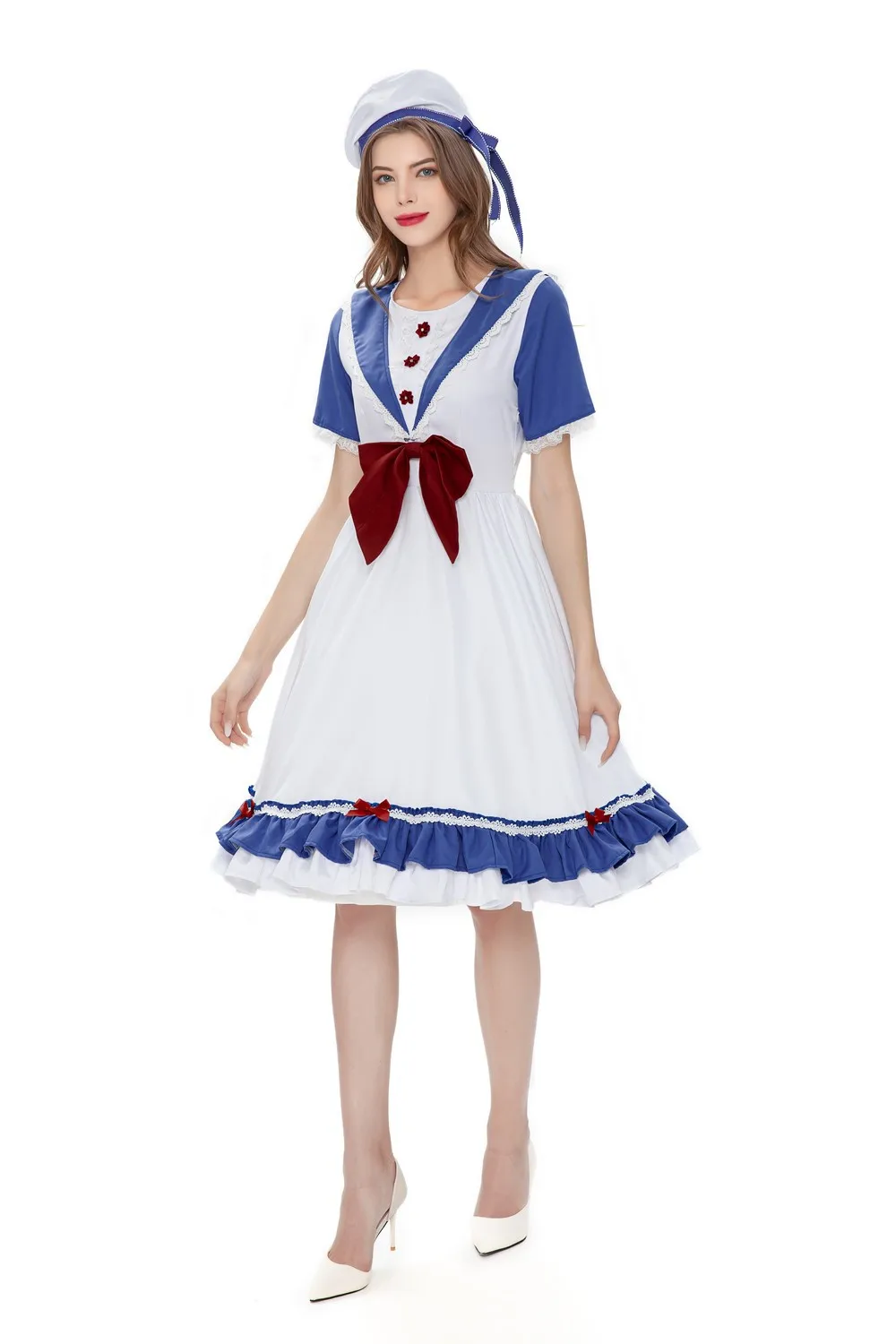 Erwachsene Frauen Spiel Maid Lolita Kleid Halloween Cosplay Kostüm Karneval Partei Rolle Spielen Bühne Zeigen Kleid Up Outfit