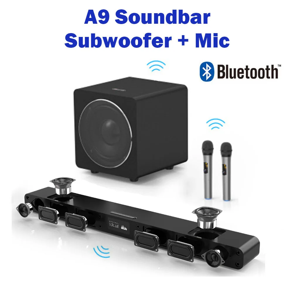 

JY AUDIO A9 Bluetooth Speaker 8 Voice units surround sound integrated home theater TV Soundbar With 8 inch subwoofer