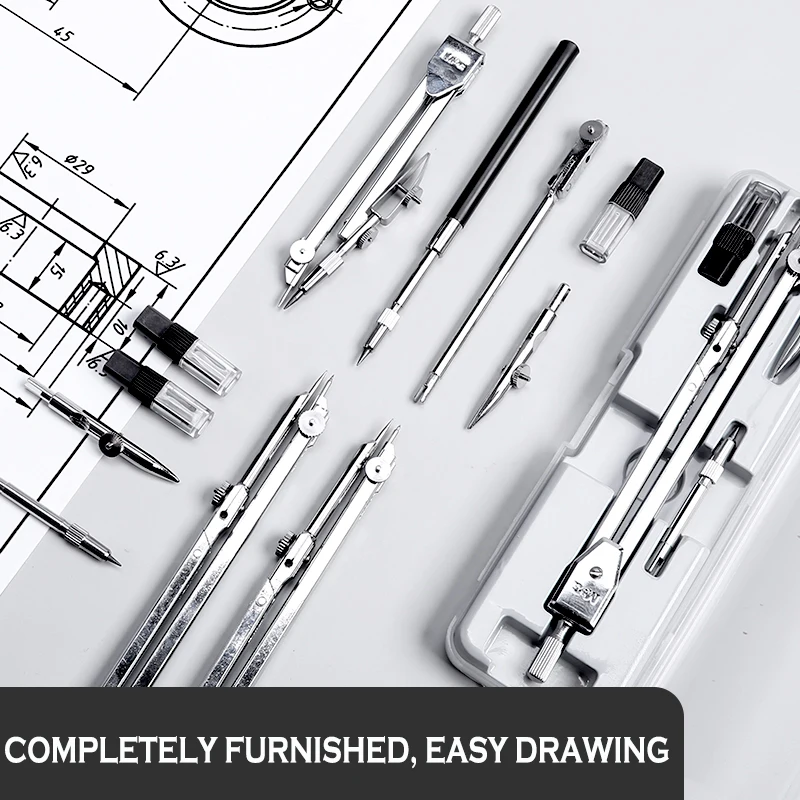 M & g multi compasso de metal profissional de alta precisão conjunto de desenho com lápis-lead escola bússola conjunto de desenho