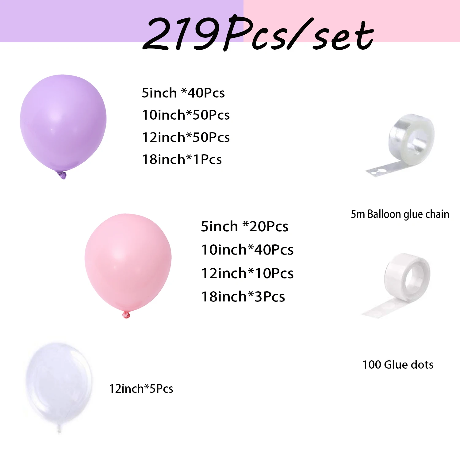 221 Pcs Macaron Purple Pink Balloon Garland Arch Set Transparent Bobo Ball Wedding Birthday Proposal Party Decoration Background