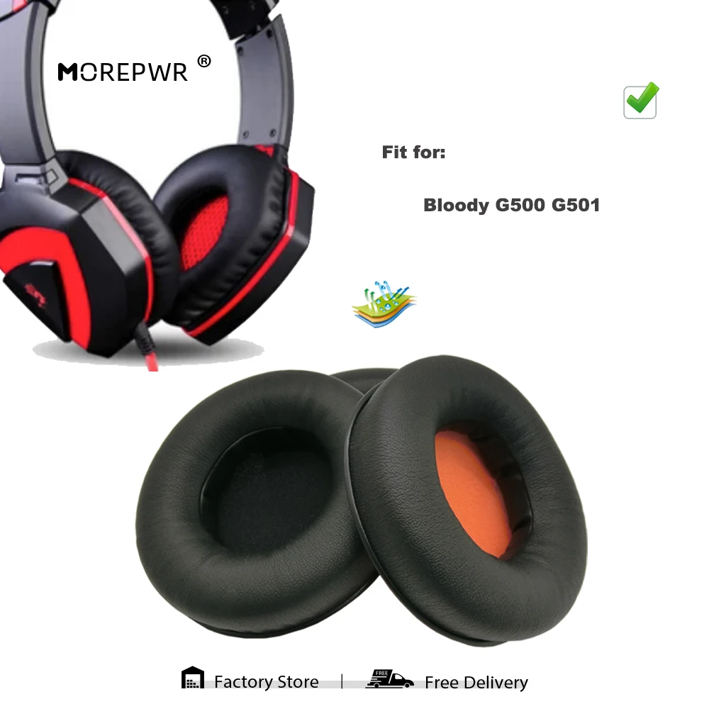 Morepwr Replacement Ear Pads for Bloody G500 G501 Headset Parts Leather Earmuff Earphone Sleeve Cover