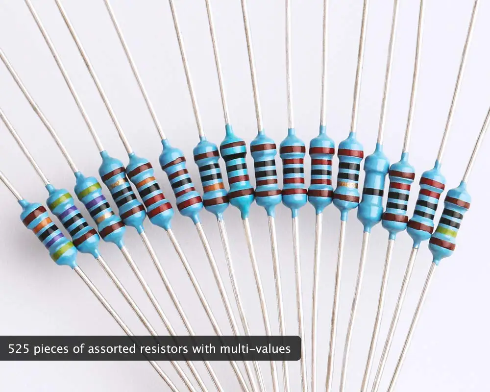 Kit surtido de resistencias de película de Metal con caja de almacenamiento, 2600 valores, 130 W, 10 Ohm-1M Ohm, 0,25 1/4w, 1% Uds.