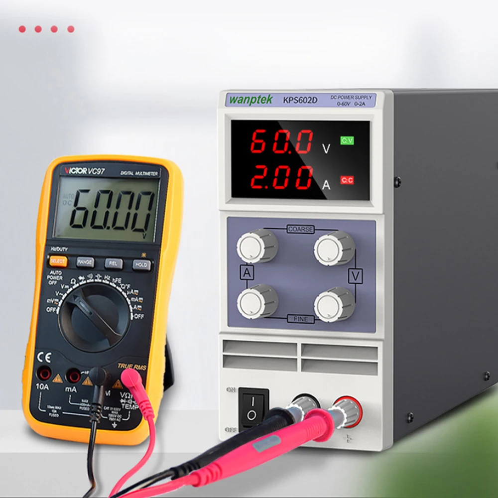 

Mini laboratorium voeding KPS602D 60 V 2A eenfase verstelbare SMPS Digitale voltage regulator 0.1 V 0.01A DC power supply