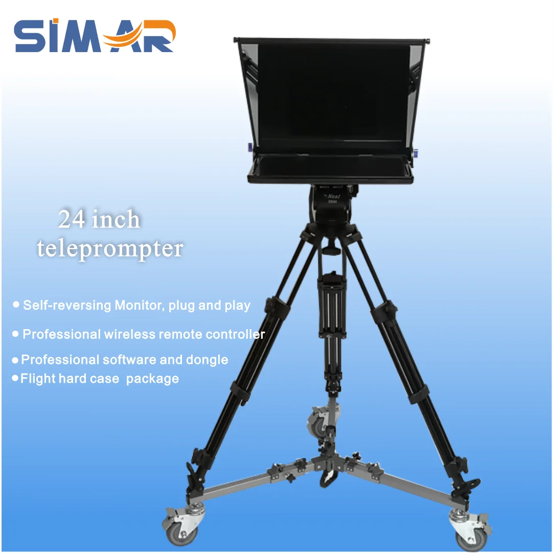 Simar 24 Inch Professional Self-reversing Studio Prompter Wireless Remoter Video Teleprompter for TV ,University ,Conference