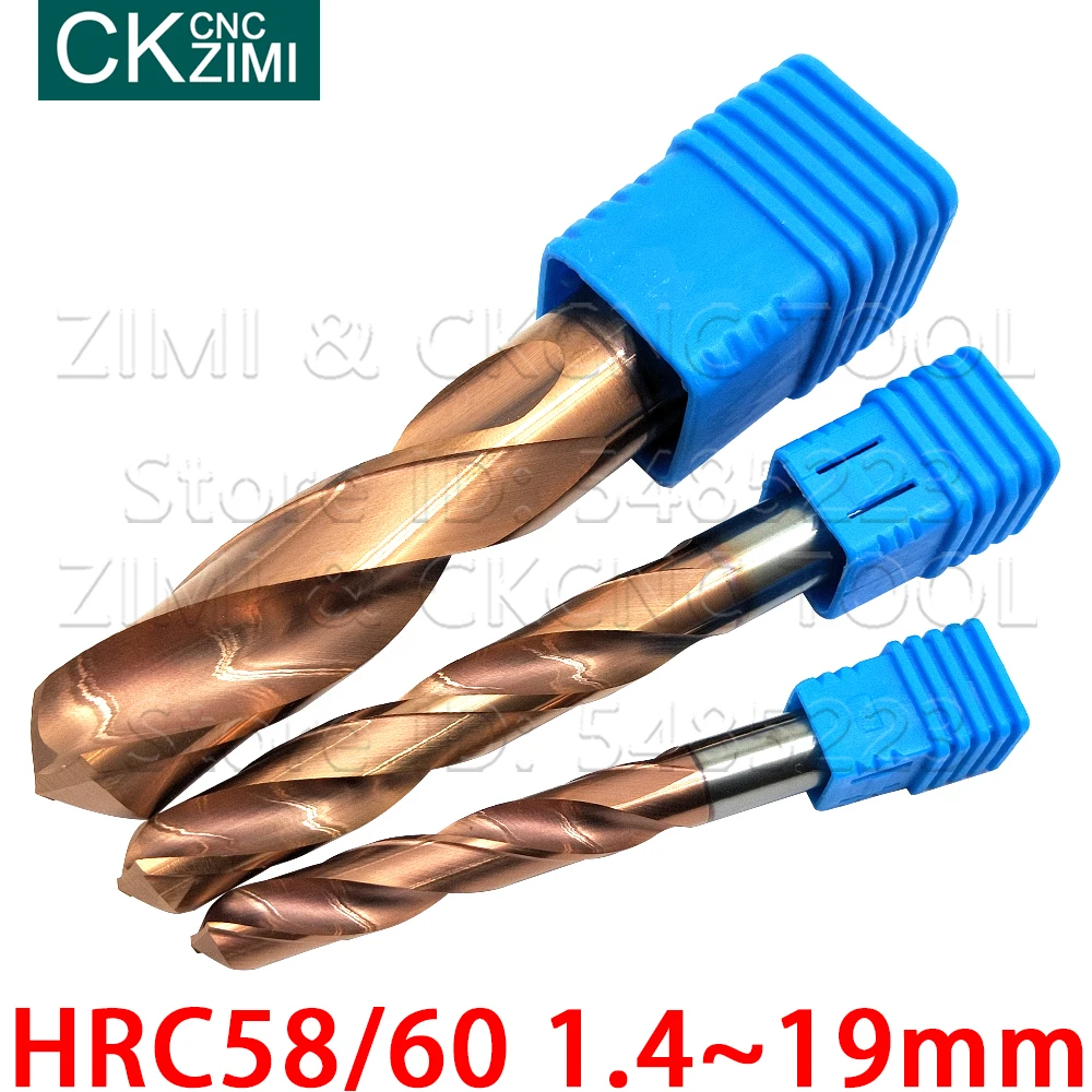 1P Tungsten steel drill bit HRC58 HRC60 1.4-19mm high quality solid carbide coated twist drill and long alloy drill for drilling