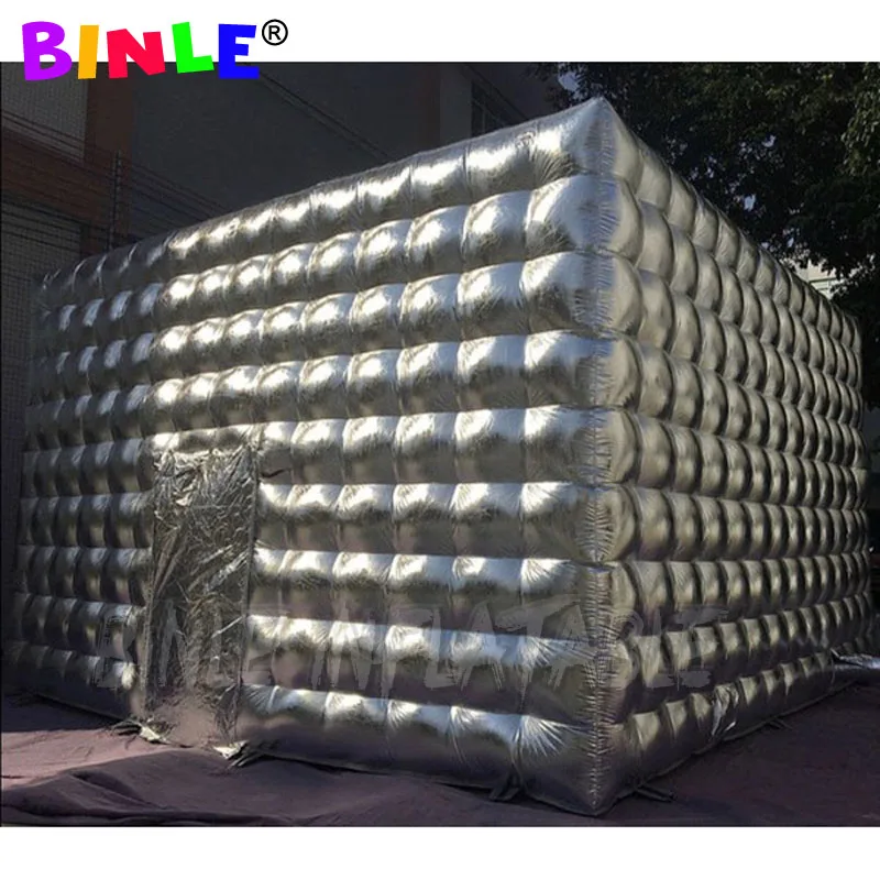 Fully silvery air Marquee Inflatable Cube Tent with Room Foldable Outdoor Camping for Commercial Advertising Party Decoration