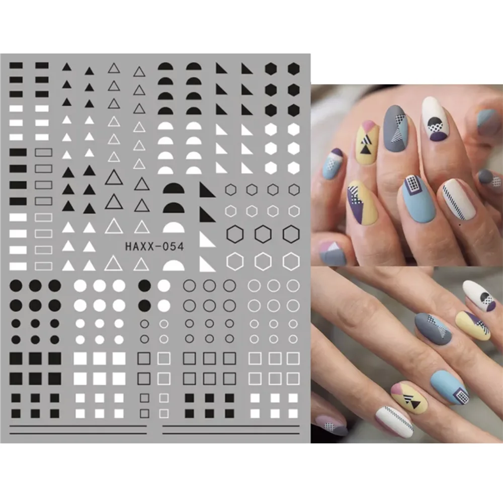 HAXX-008 HAXX-054 MG-365 Shape square circle triangle 3D Back glue Nail Art Stickers Decals Sliders Nail ornament decoration