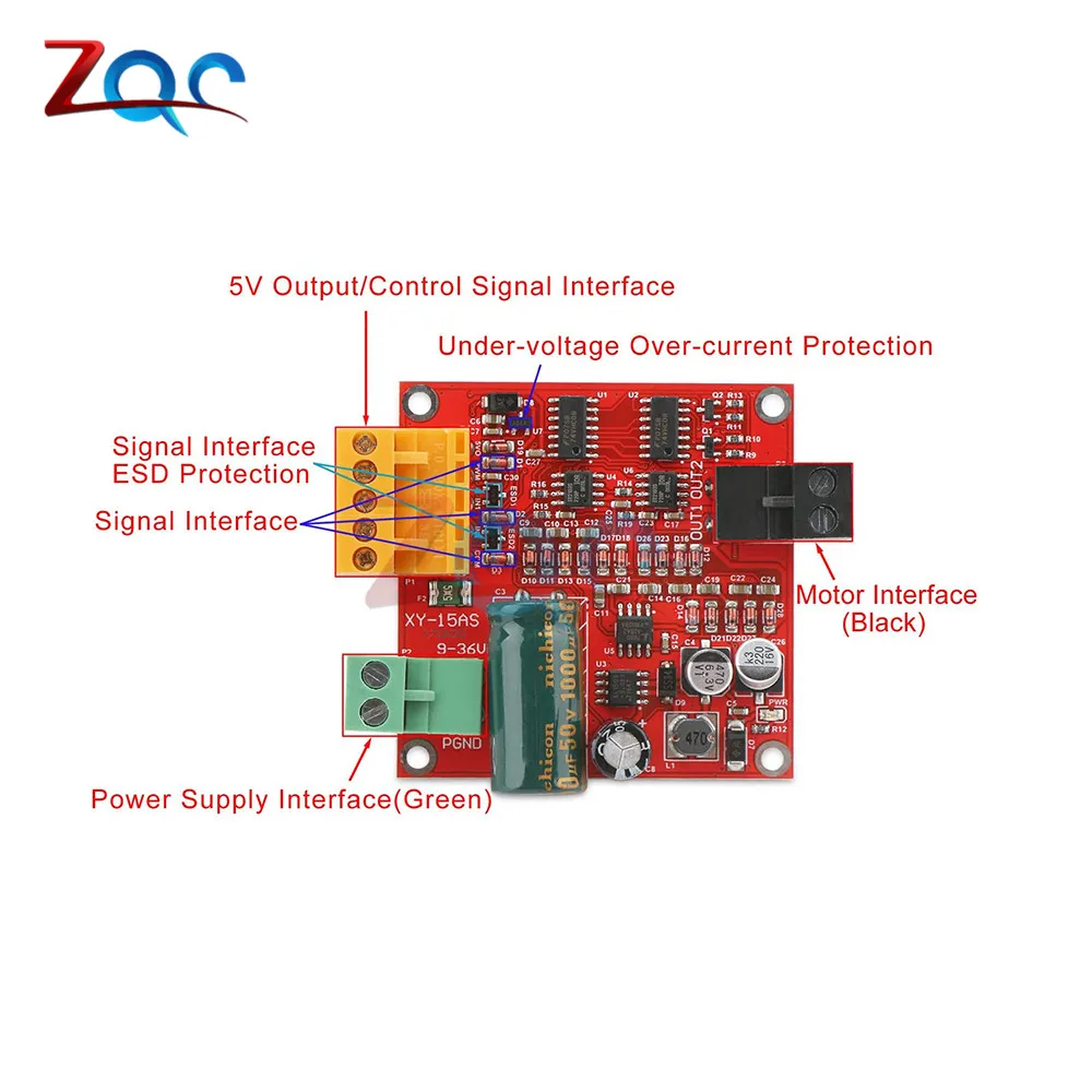 PWM DC Motor Controller DC 9V 12V 24V 36V 18A Linear Actuator Control Board Industrial PWM Electric Motor Drive Regulator Module