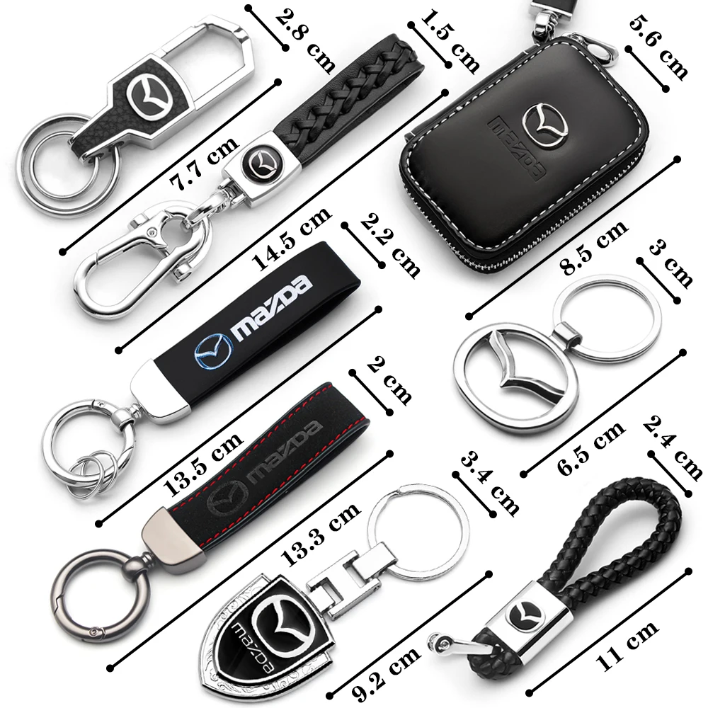 1pc Metal Alloy For Mazda Axela 2 3 MS CX30 CX3 CX5 Car Badge Keychain Luxury Keyring Pendant Gifts Leather Key Case Accessories