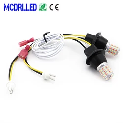 Mcdrlled 2Pcs Dual Color T10 7440 T15 Car LED Turn Signal Bulb Canbus W5W Daytime Running Light Auto Lamp Red Yellow White 12V