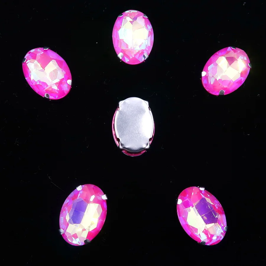 Ovale Silber-Krallenfassungen, 20 Stück/Packung, 10x14mm, 13*18mm, Jelly Candy AB Farben, Glaskristall, zum Aufnähen, Strass-Applikation, DIY-Besatz – Detail 7