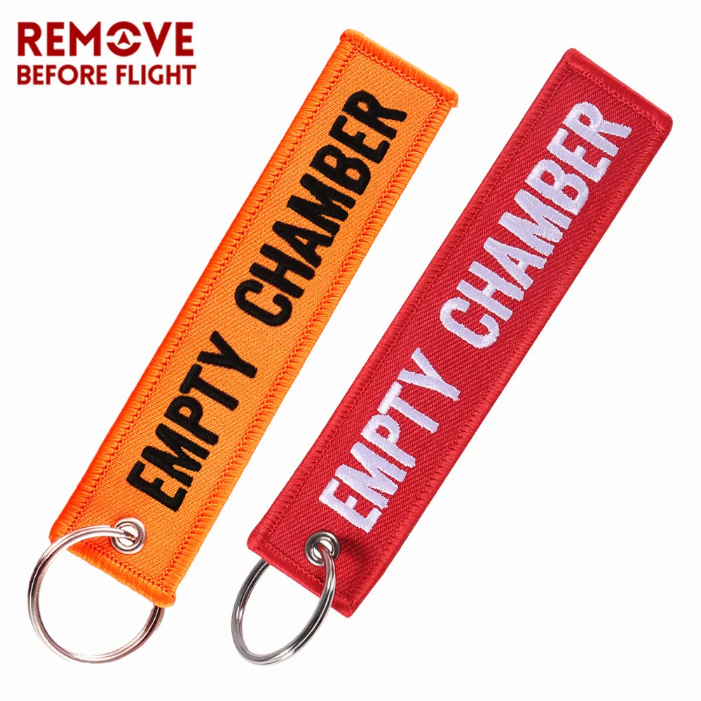 2 PCS Empty Chamber Keychain for Fire Fighter Gift Promotion Christmas Keychains Luggage Tag Embroidery Crew Orange Key Fob