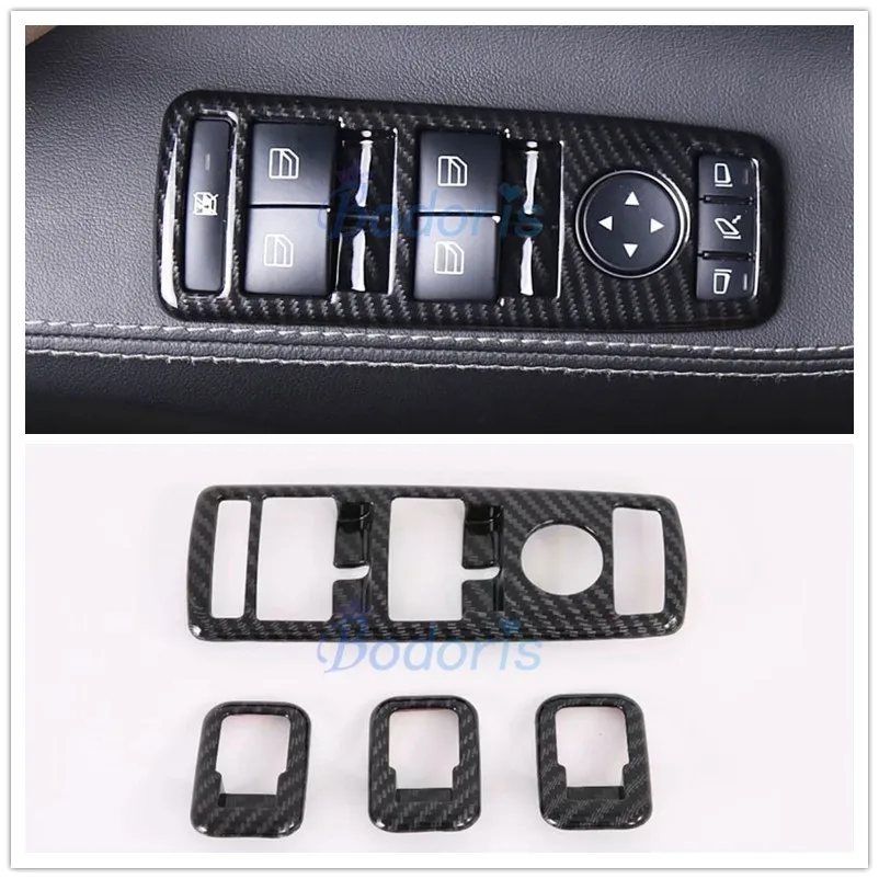 For LHD Tesla Model X 2016 2017 2018 Carbon Fiber Color Interior Window Glass Switch Overlay Frame Trim Car Styling Accessories