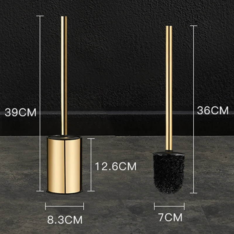 Luxury Wall-Mounted Toilet Brush Set Household Long Handle 304 Stainless Steel Bathroom Cleaning Brush Punch-Free No Dead Corner