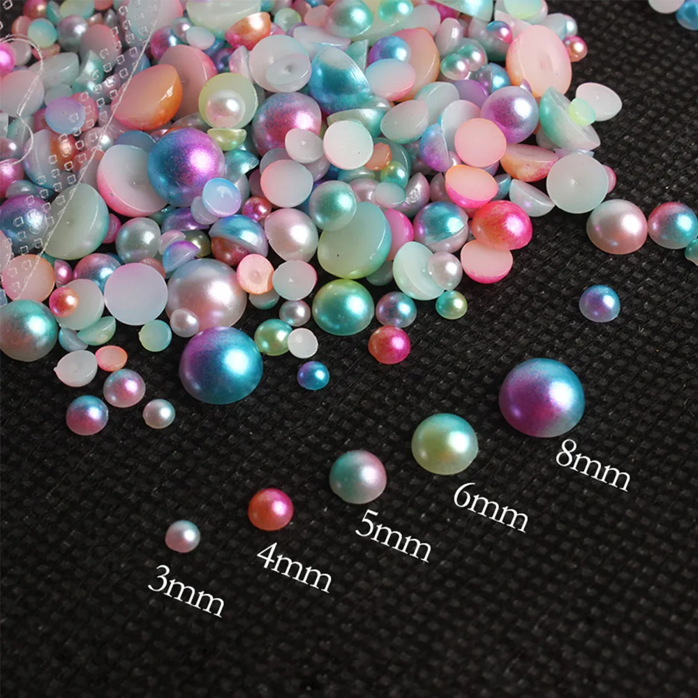 3mm 4mm 5mm 6mm 8mm Mix Color DIY Imitation Garment Beads Pearl ABS Half Round Beads Craft Scrapbook Beads