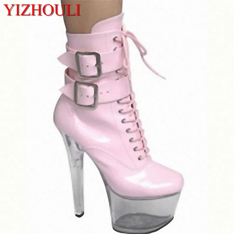 

Model multi-color sexy high heels 15cm, women's ankle boots, platform shoes, fashion buckle PU women's ankle boots