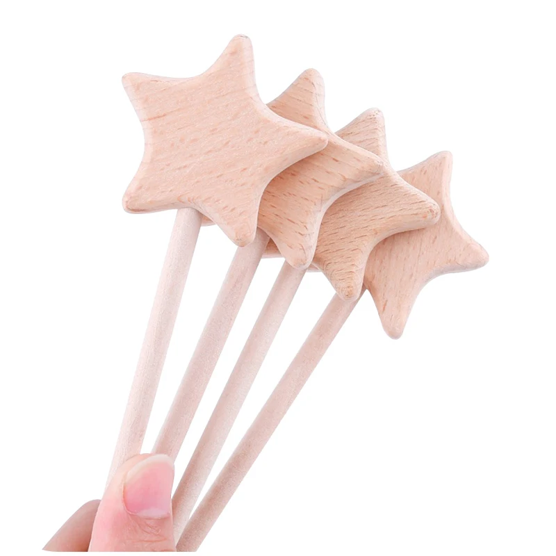 1 pc baby toy love wooden magic  wand Moon wooden magic wand wooden bell kids Toys Baby Rattles For Kids Gift 2020 Hot Sale