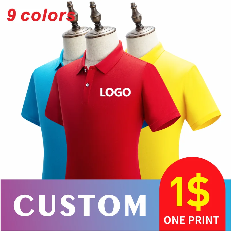 Pure color lapel POLO shirt summer fashion breathable men\'s and women\'s short-sleeved tops custom embroidery printing LOGO 2021