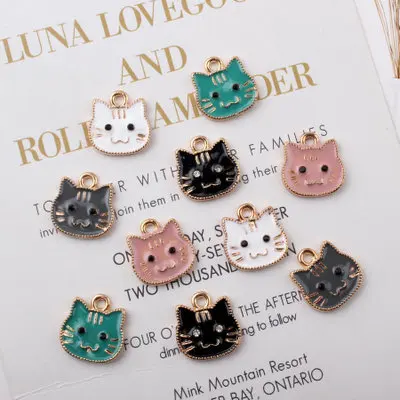 

100pcs 15*15mm Cute one-color kitten cat avatar Jewelry Accessories Alloy Headwear Ear Jewelry Pendant