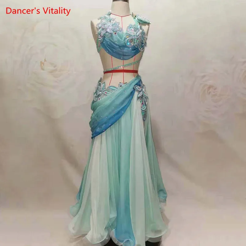 

Belly Dance Suit High-End Diamond-Studded Bra Split Skirt Performance Clothes Profession Custom Adult Child Competition Clothing