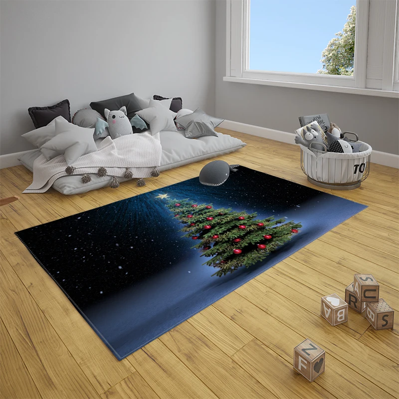 Christmas Tree Night View Entrance Doormat Kitchen Floor Bath Mat Living Room Bedroom Hallway Carpet Welcom Home Docor Rugs