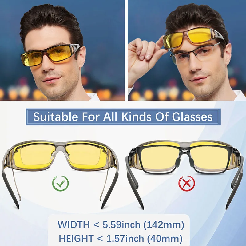 Night Vision Glasses Men Women Polarized Sunglasses Yellow Lens Anti-Glare Goggle Night Driving Sun glasses UV400 Eyewear E202