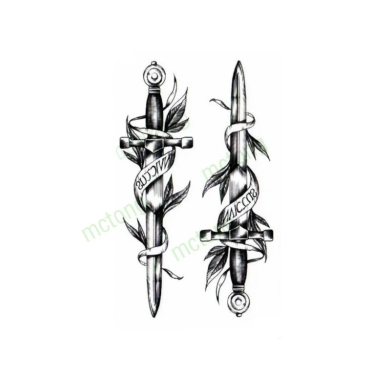 Waterproof Temporary tatoo stickers Knife dagger letter tatto Tatuajes Hand Tatouage Body  flash fakeTattoo Sticker Taty