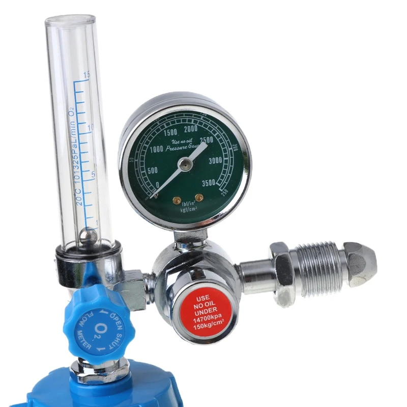 O2 Pressure Reducer Buoy Type Oxygen Gauge Flow Meter Oxygen Pressure Gas Regulator Inhaler G5/8 Female Thread Durable