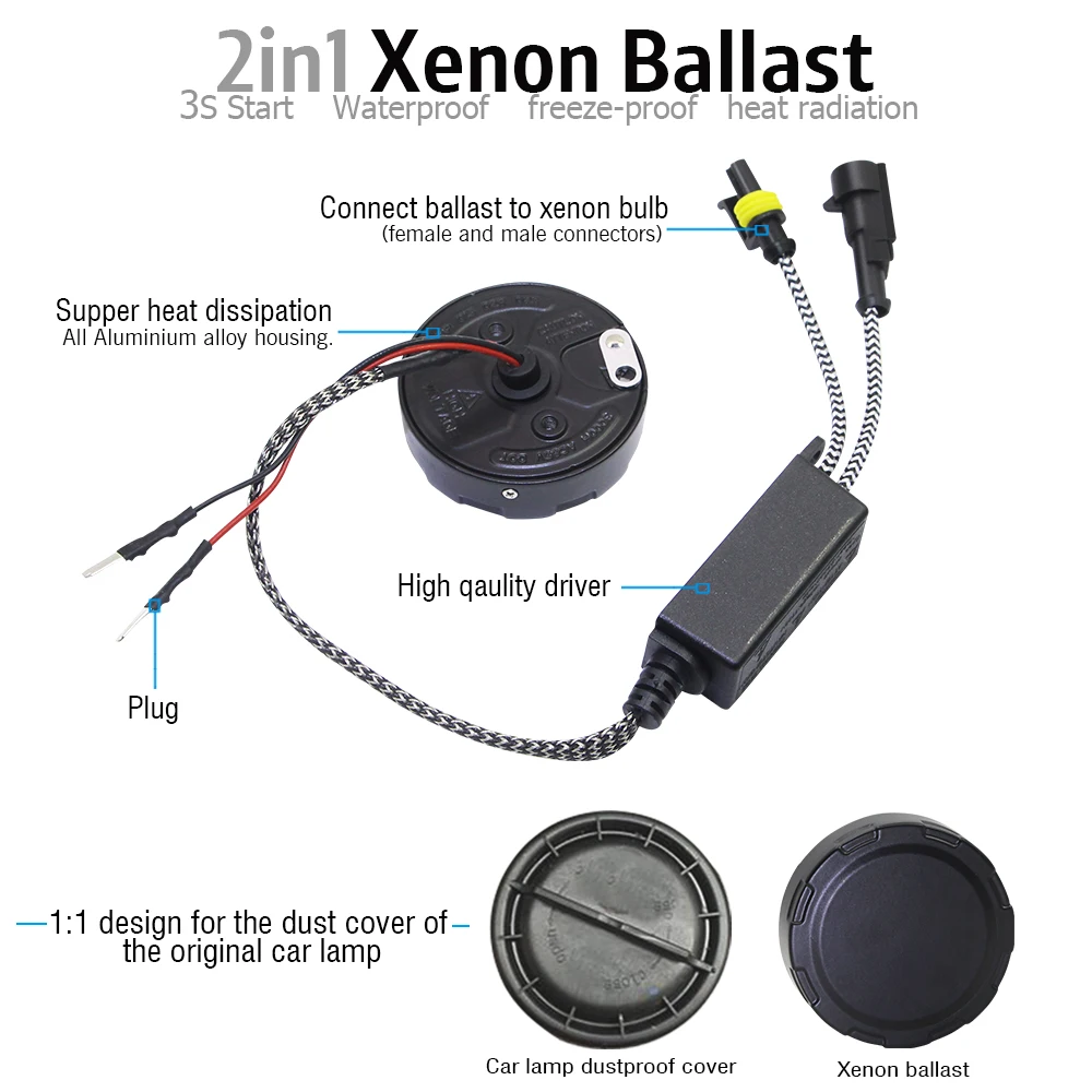 55W HID Xenon Ballast Ignition Quick Start Mini Ballast Block 12V For Xenon Bulb H1 H4 H7 H3 H11 881 9005 HB3 9006 HB4 9012 9007